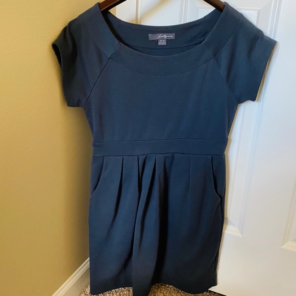 Dark navy retro mod style dress with pockets - Picture 2 of 4